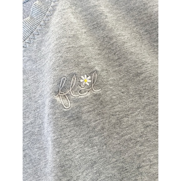 For Love & Lemons 🍋 gray Alex oversized embroidered sweatshirt sz L - Picture 4 of 11